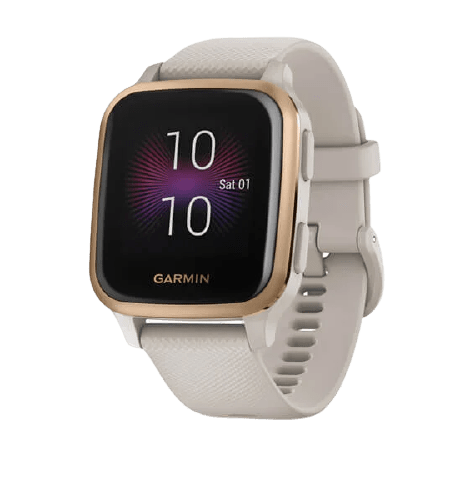 Garmin Venu® Sq – Music Edition Part Number 010-02426-81 (Rose Gold Aluminum Bezel with Light Sand Case and Silicone Band)
