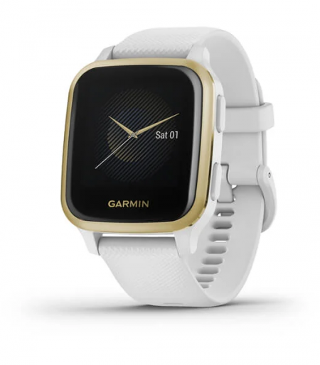 Garmin Venu Sq Part Number 010-02427-81(Light Gold Aluminum Bezel with White Case and Silicone Band)
