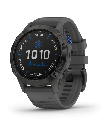 Garmin fēnix 6 Pro Solar Black with Slate Gray Silicone Band Part Number 010-02410-40