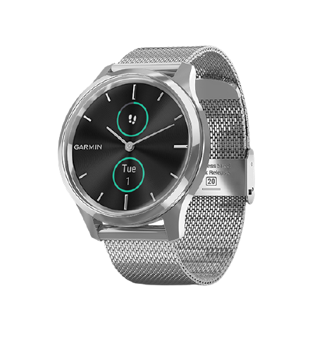 Garmin Vivomove Luxe Silver with Milanese Part Number 010-02241-83