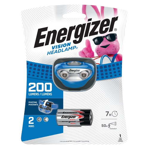 Energizer Vision LED Headlamp, 200 Lumens, (3) AAA Batteries Included