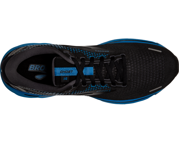 Brooks Ghost 14 (Wide) Mens Running Shoes Black/Blackened Pearl/Blue