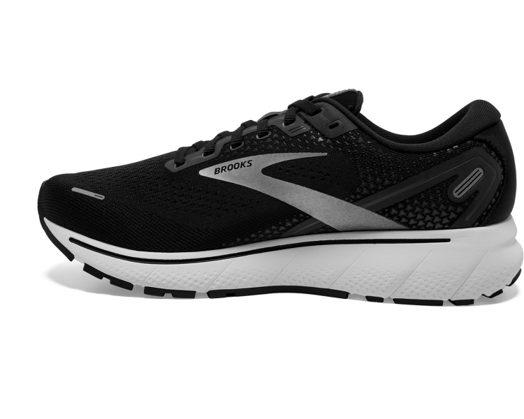 Brooks Ghost 14 (Wide) Mens Running Shoes Black/White/Silver