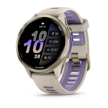 Garmin Forerunner 970 Soft Gold Titanium with French Grey Case and French Grey/Translucent Indigo Band(010-02969-12)