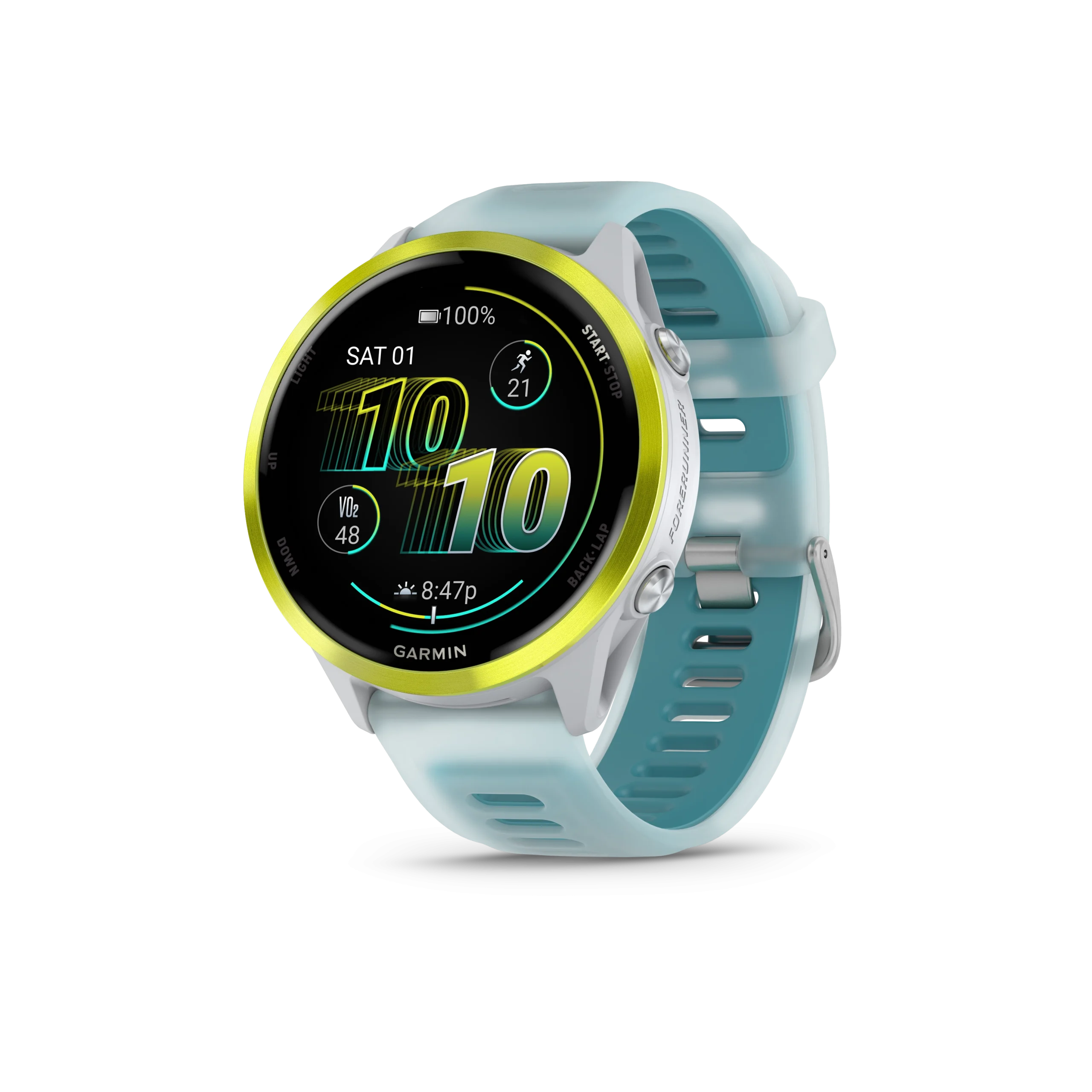 Garmin Forerunner® 570 - 47mm Amp Yellow Aluminium with Translucent Whitestone/Turquoise Band(010-02971-01) - Image 6