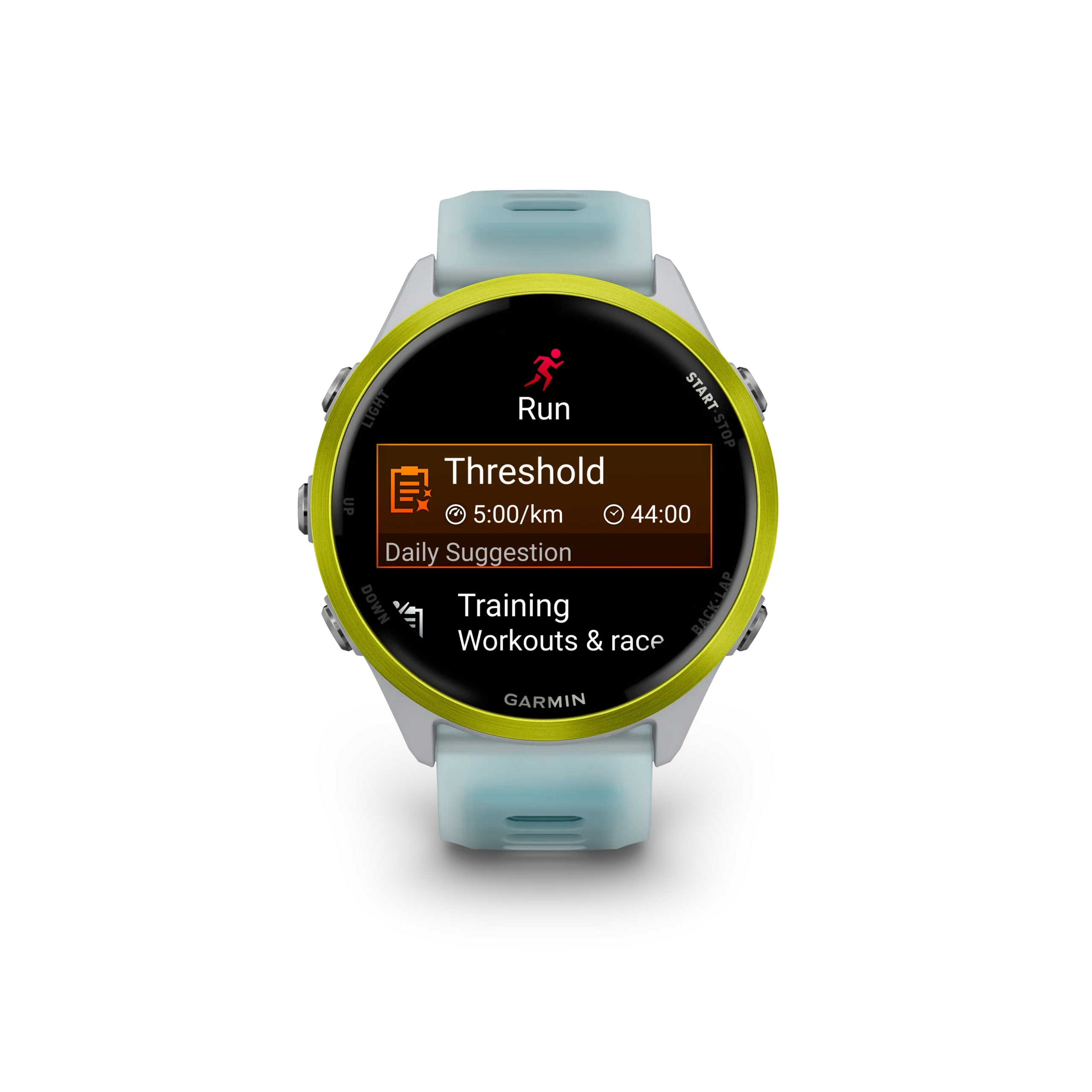 Garmin Forerunner® 570 - 47mm Amp Yellow Aluminium with Translucent Whitestone/Turquoise Band(010-02971-01) - Image 5