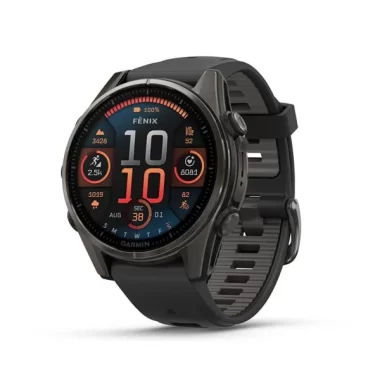 Garmin fēnix 8 – 43 mm, AMOLED Sapphire, Carbon grey DLC titanium with Black/pebble grey silicone band 010-02903-21